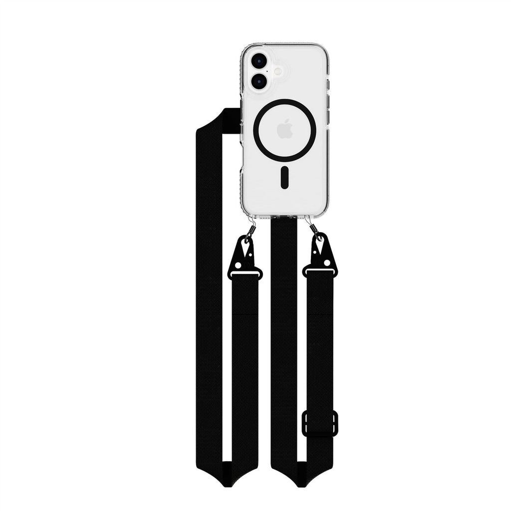 EvoCrystal - Apple iPhone 16 Case with Cross-Body -Black