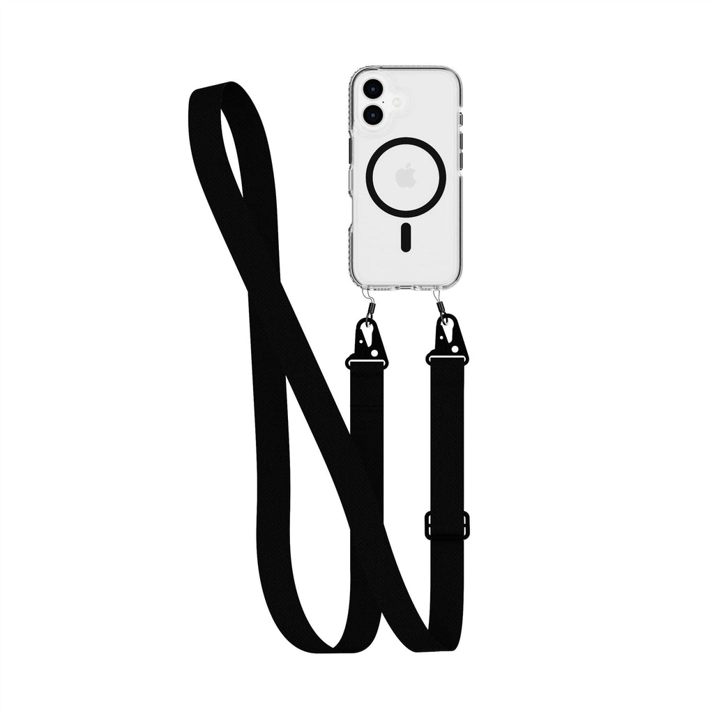 EvoCrystal - Apple iPhone 16 Case with Cross-Body -Black